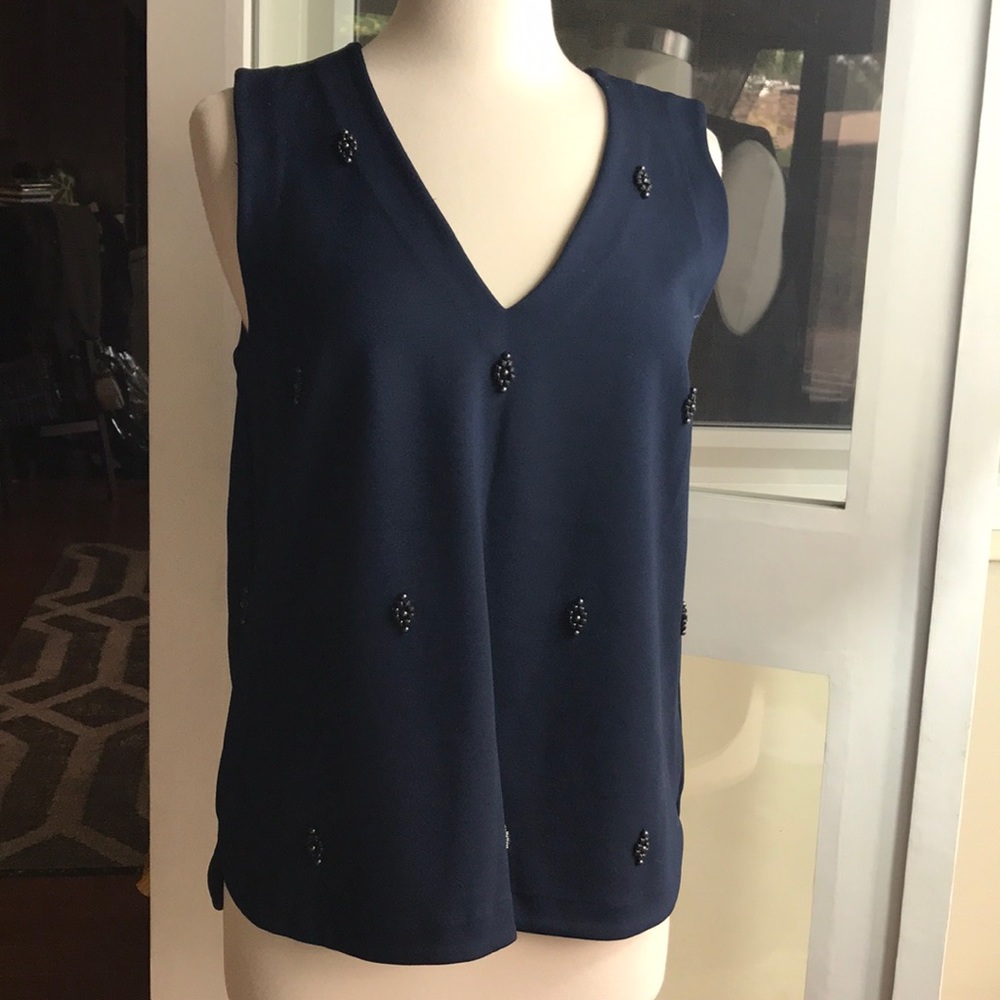 Madewell Navy in Beaded Shell tank top Like New